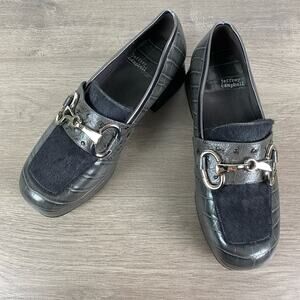 Jeffrey Campbell Black Croc Student Platform Horsebit Loafer Sz.8